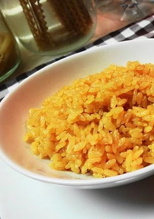 A picture of Easy Paprika Rice with a Rice Cooker.