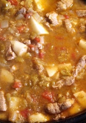 A picture of Crockpot Pork Loin Green Chili.