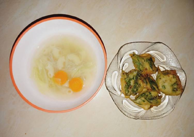 Sop Bihun Makaroni Dan Kriuk Bayam