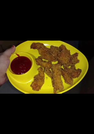 A picture of Crispy chicken fingers.
