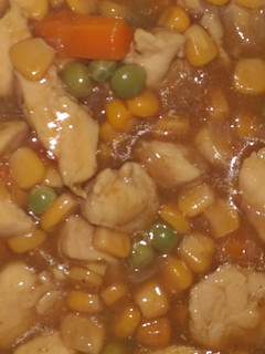 A picture of Chicken corn soup.