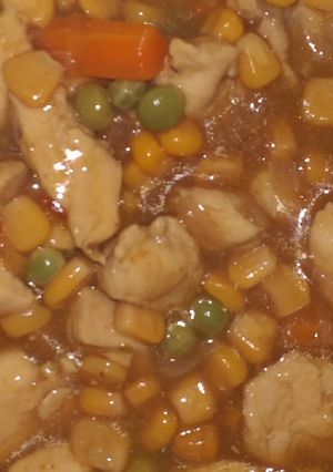 A picture of Chicken corn soup.