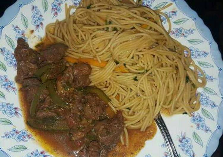 Beef with spaghetti