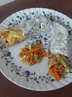 A picture of Egg chapati roll.