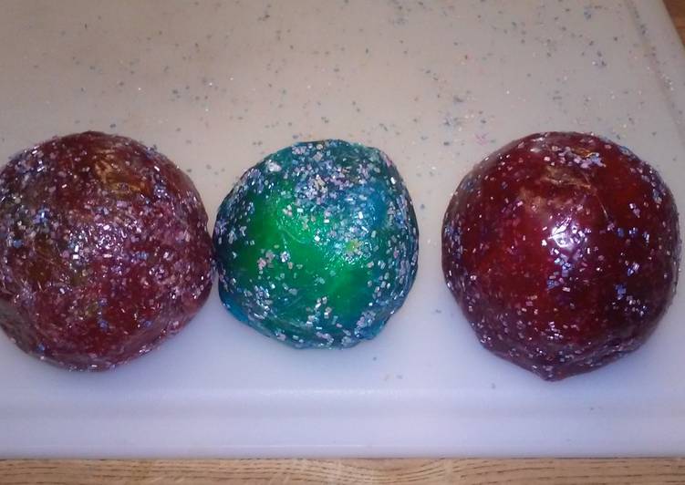 Jolly rancher covered apples with edible glitter
