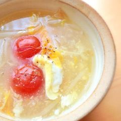 A picture of A Nice Tomato and Vegetable Egg Soup.