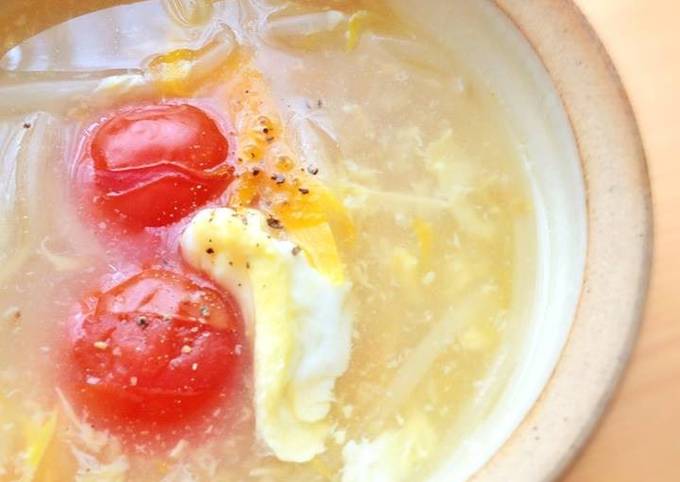 Steps to Make Homemade A Nice Tomato and Vegetable Egg Soup