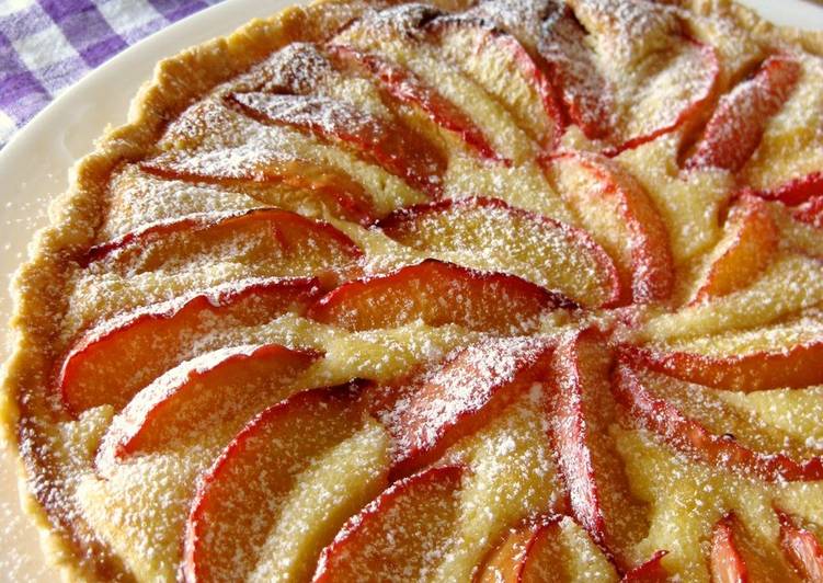 Almond Cheese Tart with Plums