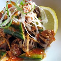 Chicken Gizzards with Cucumber (Namul-style) A picture of Chicken Gizzards with Cucumber (Namul-style).