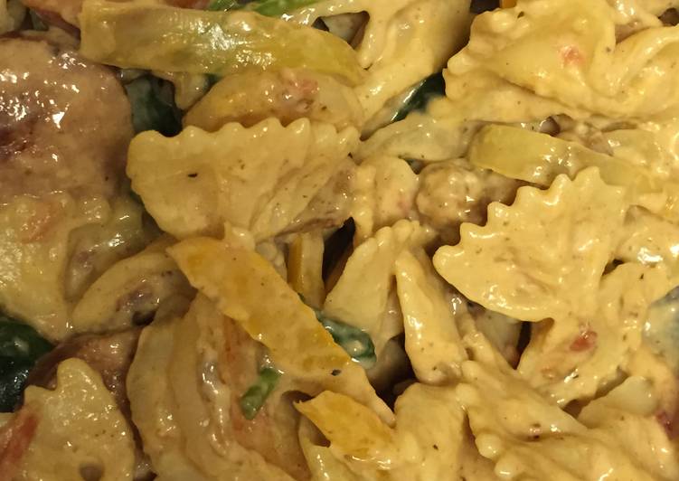 Simple Way to Prepare Quick Sausage, Chicken, and Shrimp Penne Pasta