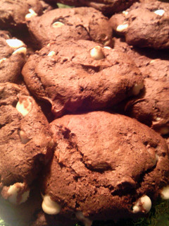 A picture of sunshine 's banana nut fudge white chocolate chip cookies.