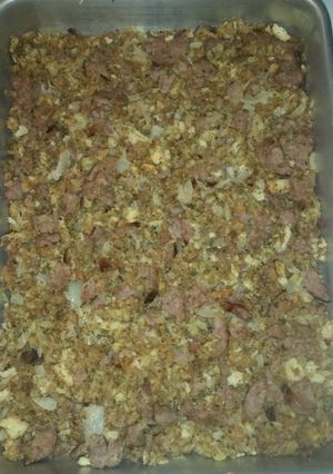 A picture of Sausage dressing.