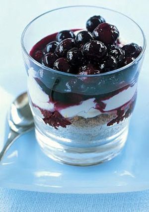A picture of Blueberry cheesecake pots - BBC GOODFOOD.