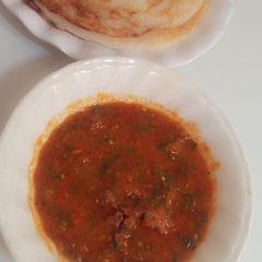 A picture of Sinasir with Veg soup/ Rice Pancakes.