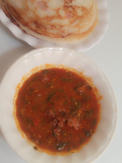 A picture of Sinasir with Veg soup/ Rice Pancakes.