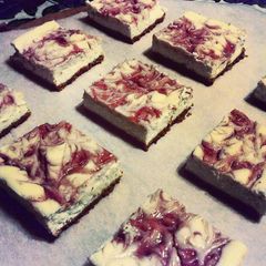 A picture of "Skinny" Strawberry Swirl Cheesecake.