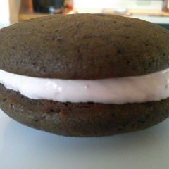 A picture of Chocolate- Raspberry Whoopie Pies.