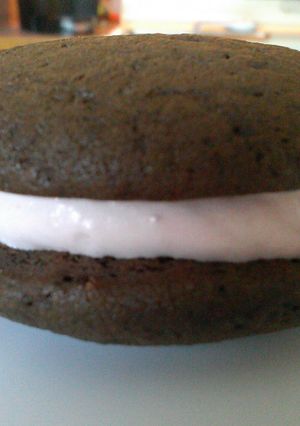 A picture of Chocolate- Raspberry Whoopie Pies.