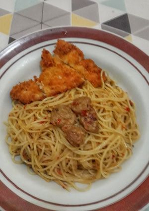 Foto resep Spagethi Tumis Bakso with Dori Katsu