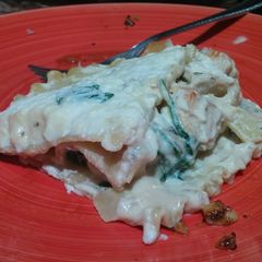 Two layer alfredo lasagna A picture of Two layer alfredo lasagna.