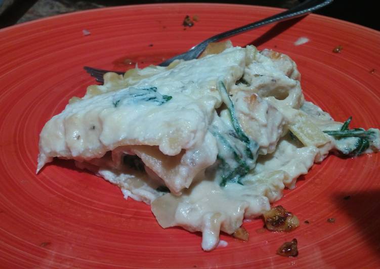 Two layer alfredo lasagna