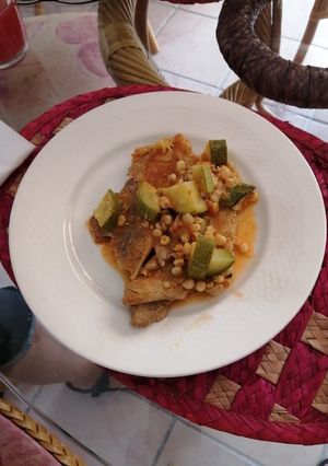 Una foto de Chuletas de puerco con calabacitas