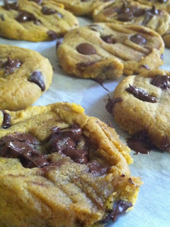 A picture of Pumpkin Chocolate Chip Cookies.