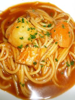 A picture of Soup Pasta Made from Pot au Feu.