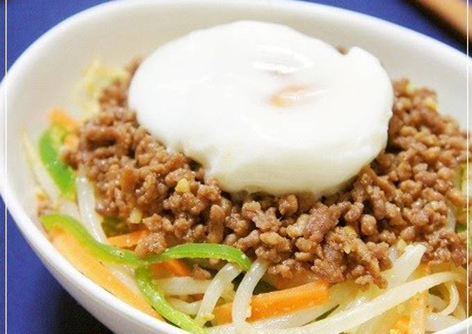 Bibimbap Style Namul & Crumbly Ground Meat over Rice