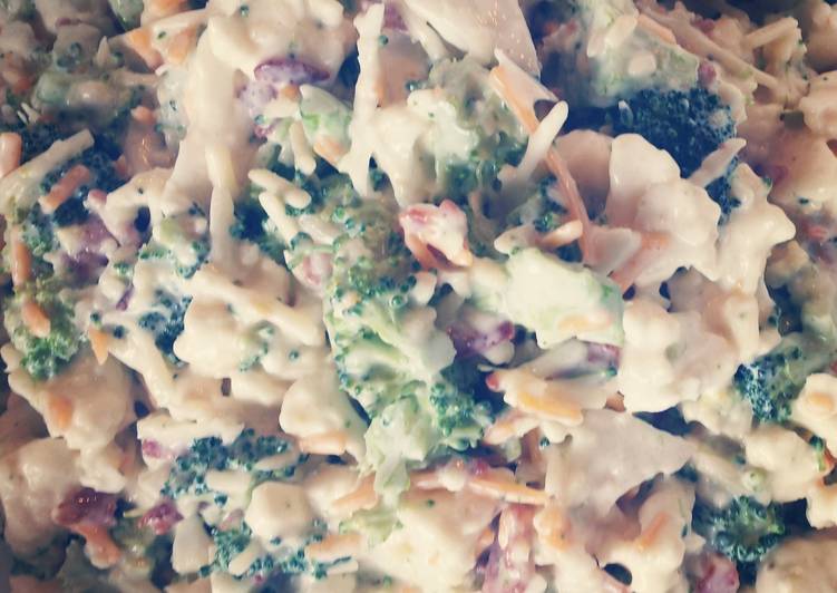 Steps to Prepare Homemade Broccoli &amp; Cauliflower Salad