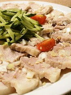 A picture of Tender Boiled Pork with Korean Dressing.
