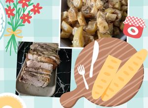 Une photo de Rouelle de porc moutarde miel 🍯au four et pommes de terre crémeuses 😃