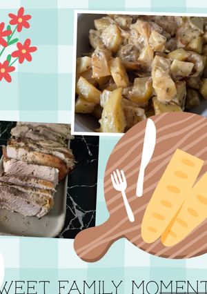 A picture of Honey Mustard Pork Roast 🍯 with Creamy Potatoes 😃 (Oven-Baked).