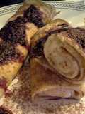 Ricotta Crepes with Raspberry-Chile Coulis and Chocolate Shavings