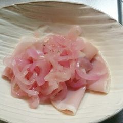 Peach-Colored Marinated Red Onion A picture of Peach-Colored Marinated Red Onion.