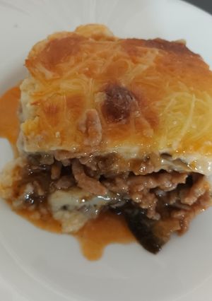 Una foto de Lasaña de berenjena y carne