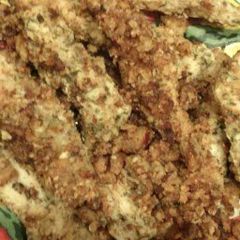 A picture of Awesome Pretzel Chicken Tenders with Spicy Honey Dijon Sauce.