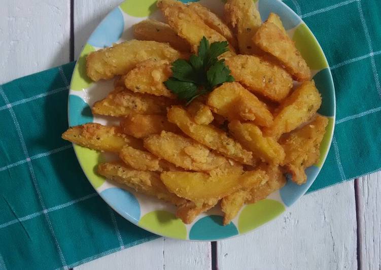 Resep: Seasoned potato wedges (versi goreng) yang Gurih
