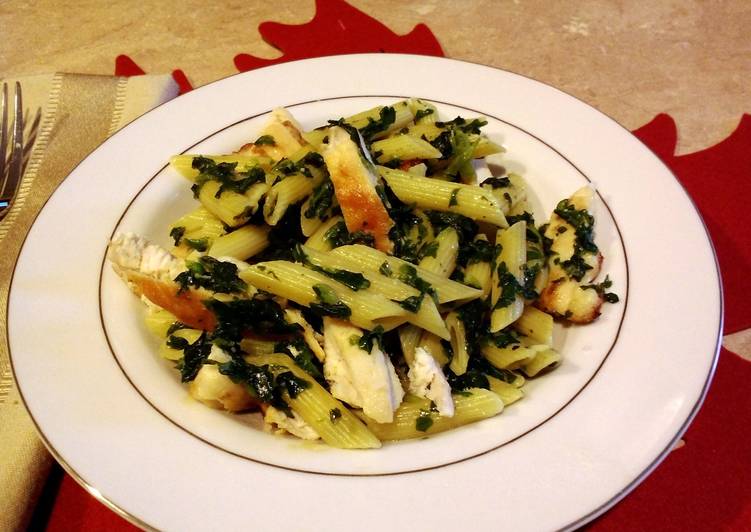 Simple Way to Make Quick Spinach And Garlic Penne With Chicken