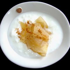 A picture of Asian Pear Caramel and Rum Confit.