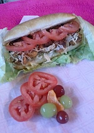 A picture of Cajun Parmesan-Crusted Chicken Sub.