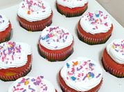 A picture of rainbow cupcakes