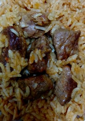صورة لوصفة كبسة لحم بطريقة ماما