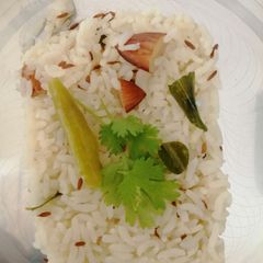 A picture of Baadam jeera rice.