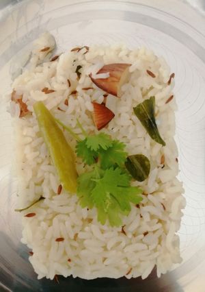 A picture of Baadam jeera rice.
