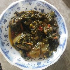 Aloo palak bhujia A picture of Aloo palak bhujia.