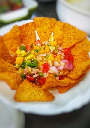 A picture of Sweet and Sour Mango salsa.