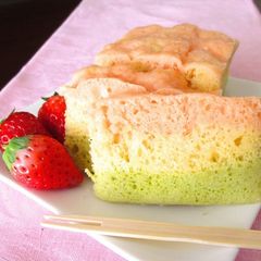A picture of For Doll Festival: Easy Tri-Color Steamed Bread Cake made with Pancake Mix.