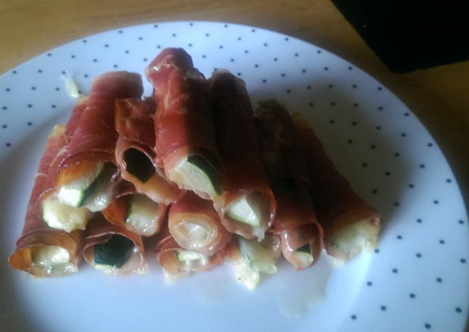 Recipe of Ultimate Mandys Parma ham wrapped zucchini and mozzarella sticks