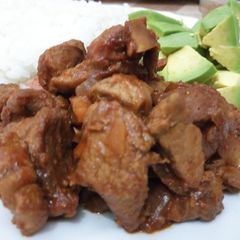 10 minutes pork with stewed apples A picture of 10 minutes pork with stewed apples.